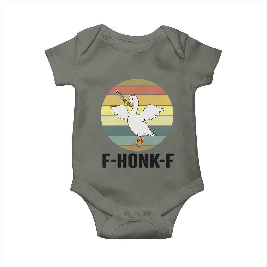 F Honk F Goose With Knife Baby Onesie Funny Chaotic Meme Gift - Wonder Print Shop