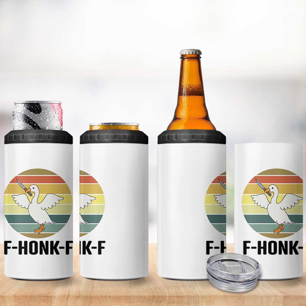 F Honk F Goose With Knife 4 in 1 Can Cooler Tumbler Funny Chaotic Meme Gift - Wonder Print Shop