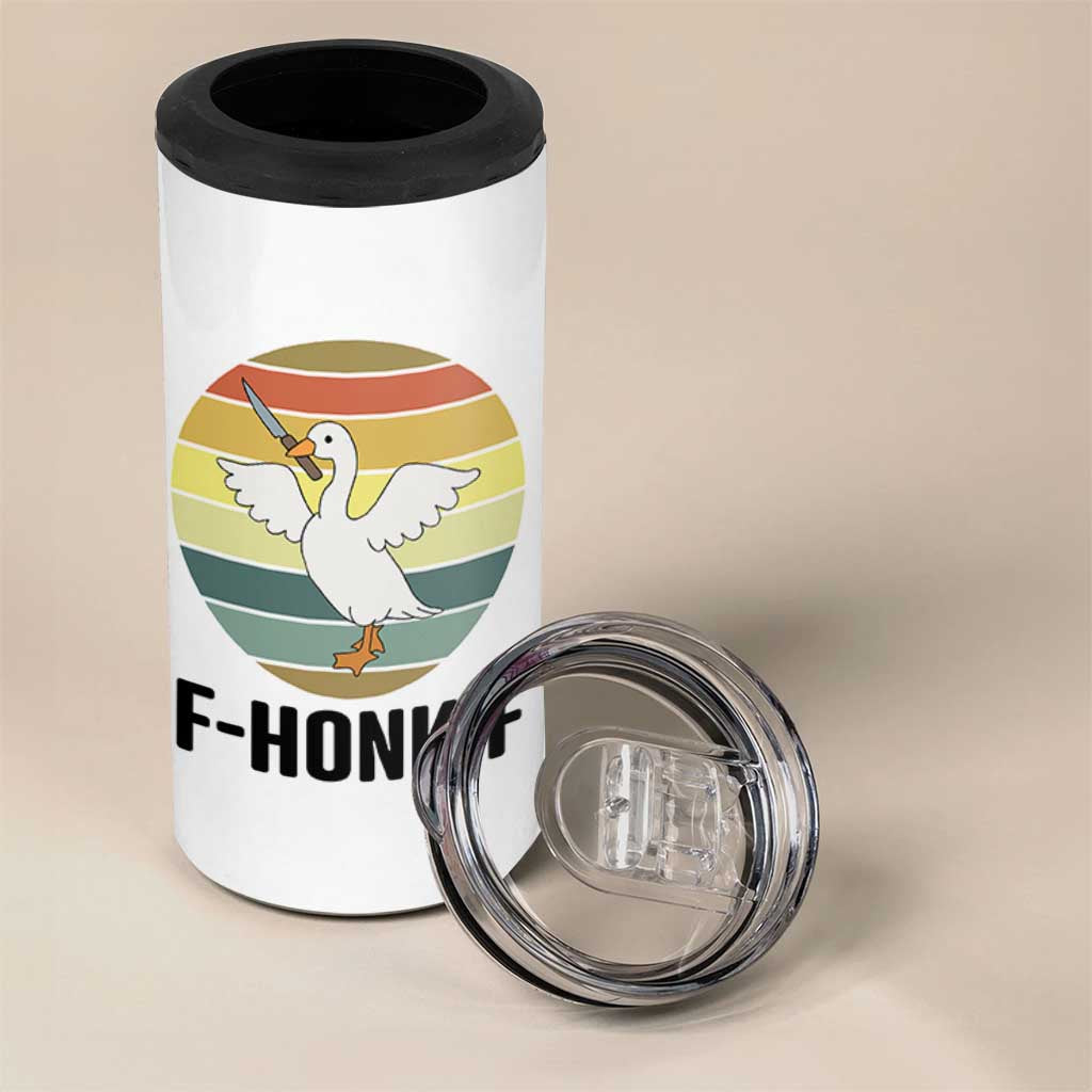 F Honk F Goose With Knife 4 in 1 Can Cooler Tumbler Funny Chaotic Meme Gift - Wonder Print Shop