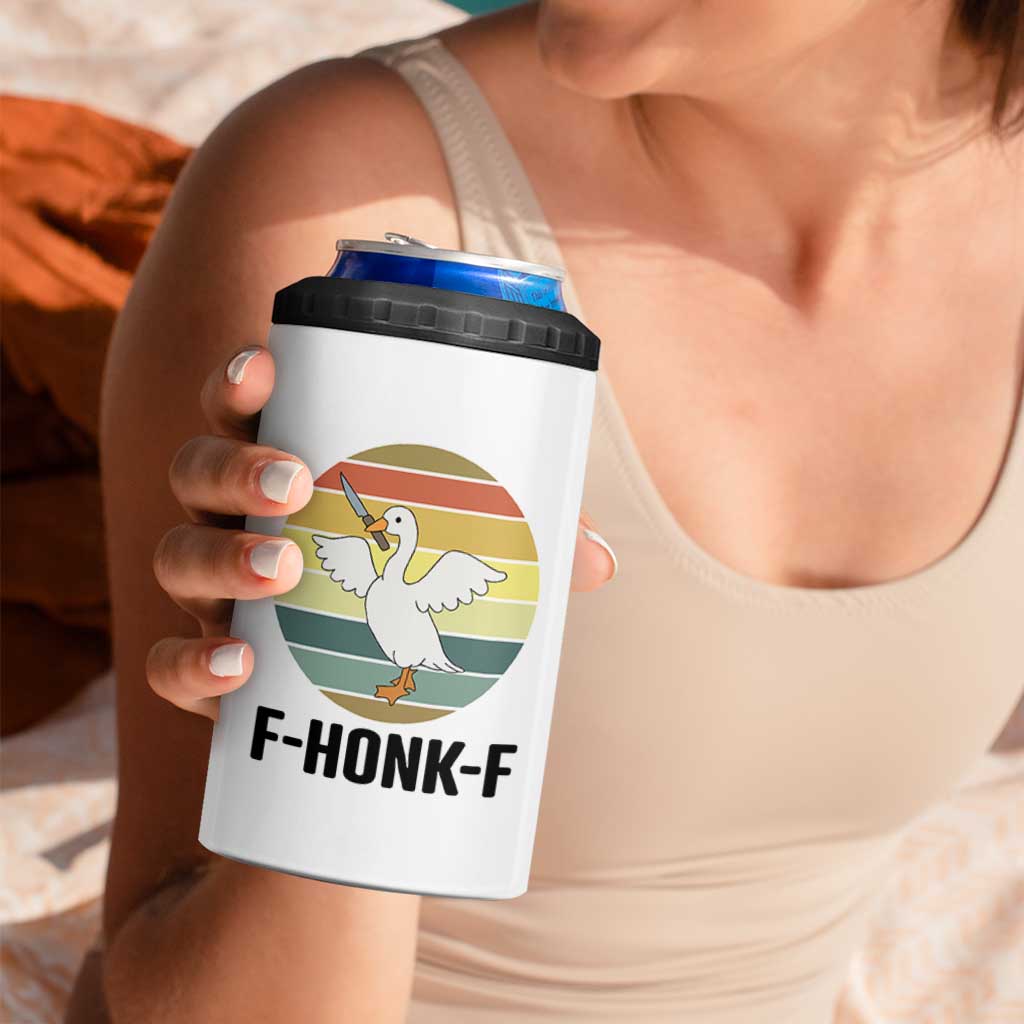 F Honk F Goose With Knife 4 in 1 Can Cooler Tumbler Funny Chaotic Meme Gift - Wonder Print Shop
