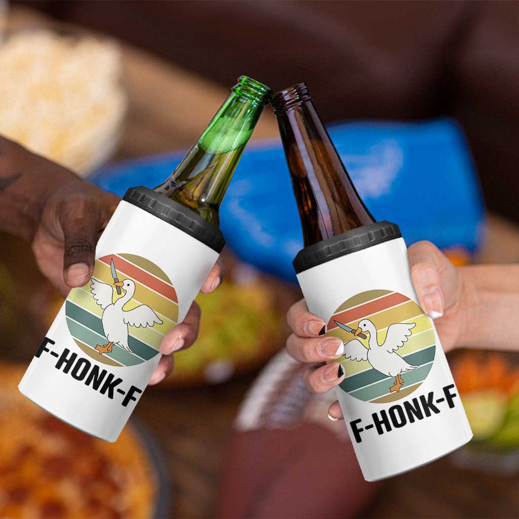 F Honk F Goose With Knife 4 in 1 Can Cooler Tumbler Funny Chaotic Meme Gift - Wonder Print Shop