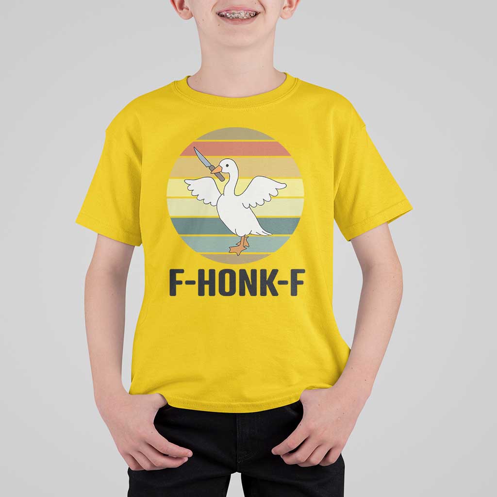 F Honk F Goose With Knife T Shirt For Kid Funny Chaotic Meme Gift - Wonder Print Shop
