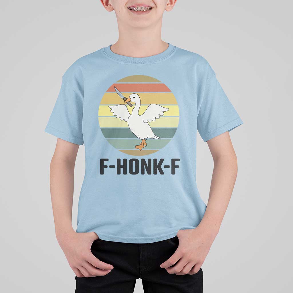 F Honk F Goose With Knife T Shirt For Kid Funny Chaotic Meme Gift - Wonder Print Shop
