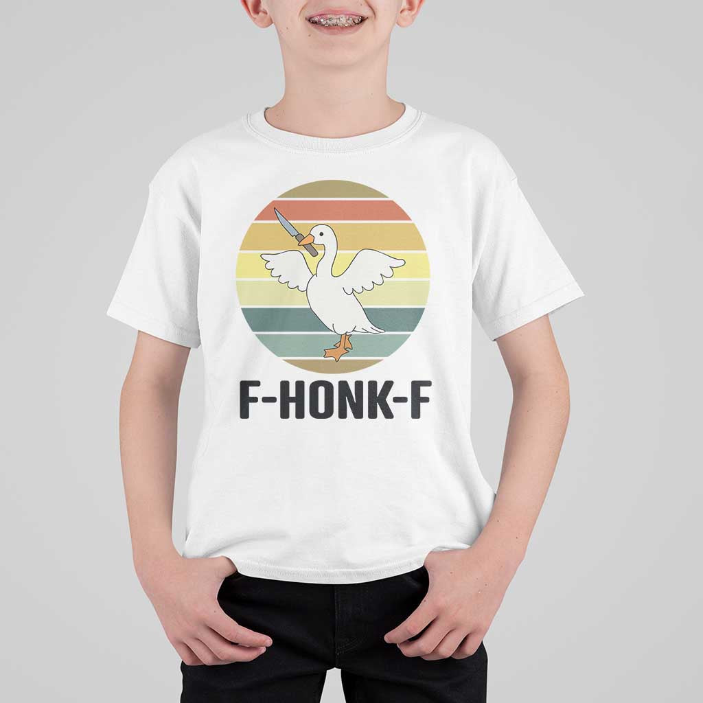 F Honk F Goose With Knife T Shirt For Kid Funny Chaotic Meme Gift - Wonder Print Shop
