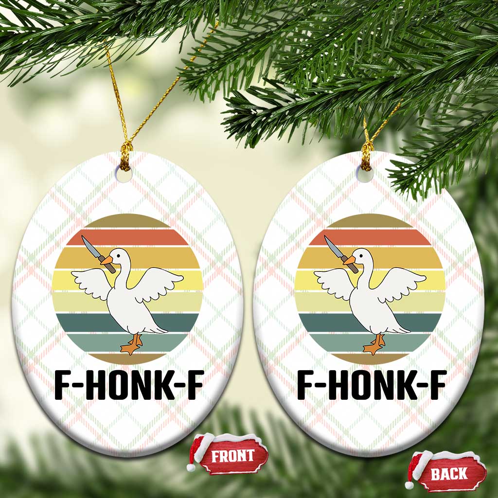 F Honk F Goose With Knife Ceramic Ornament Funny Chaotic Meme Gift - Wonder Print Shop