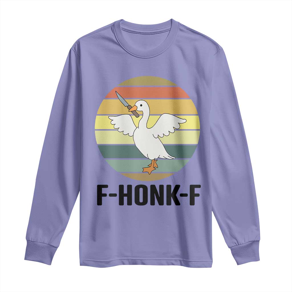 F Honk F Goose With Knife Long Sleeve Shirt Funny Chaotic Meme Gift - Wonder Print Shop