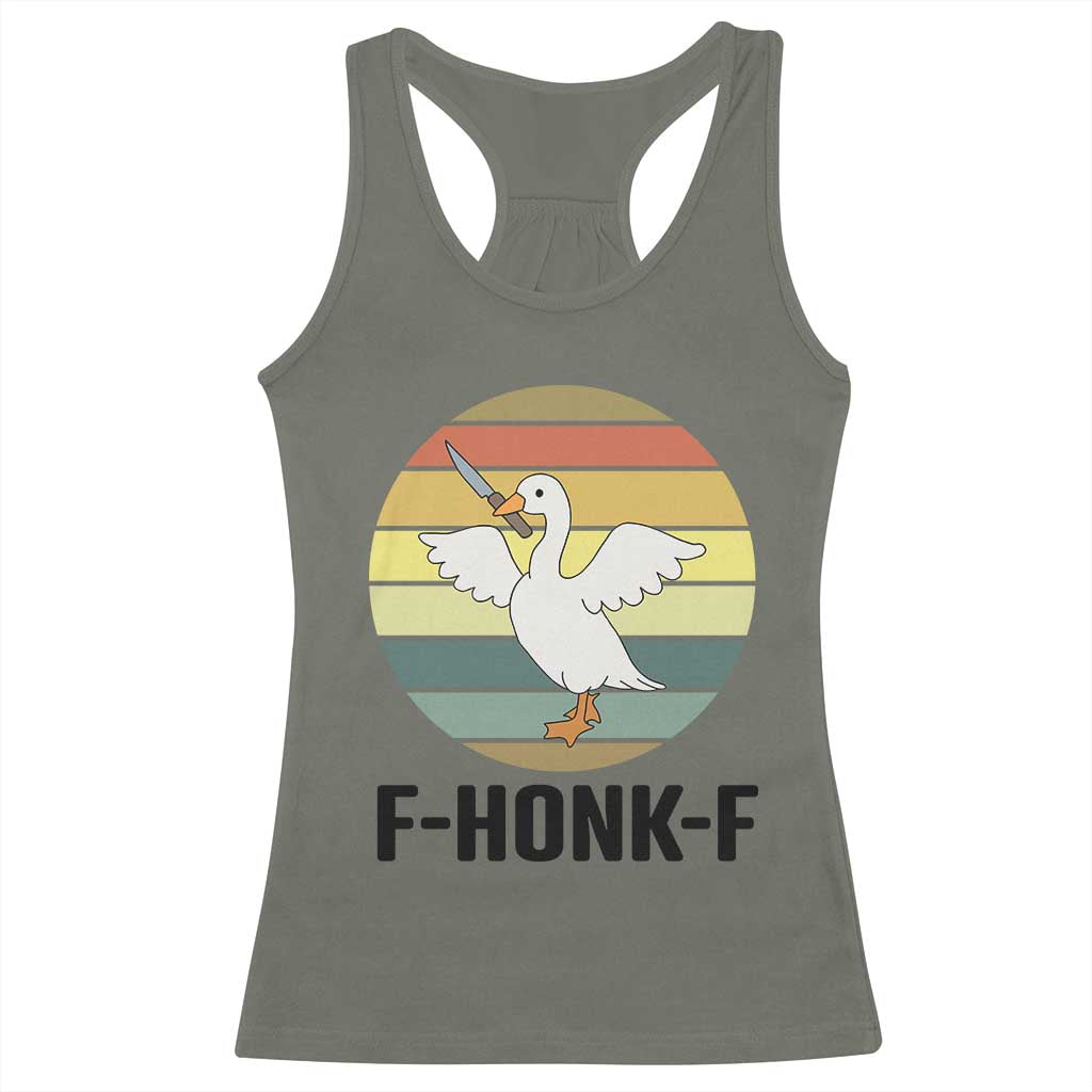 F Honk F Goose With Knife Racerback Tank Top Funny Chaotic Meme Gift - Wonder Print Shop