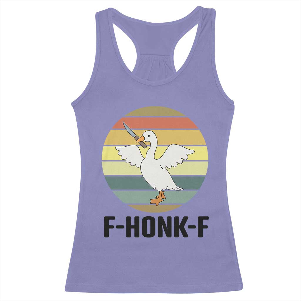 F Honk F Goose With Knife Racerback Tank Top Funny Chaotic Meme Gift - Wonder Print Shop