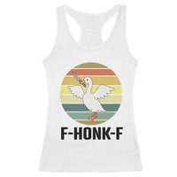 F Honk F Goose With Knife Racerback Tank Top Funny Chaotic Meme Gift - Wonder Print Shop