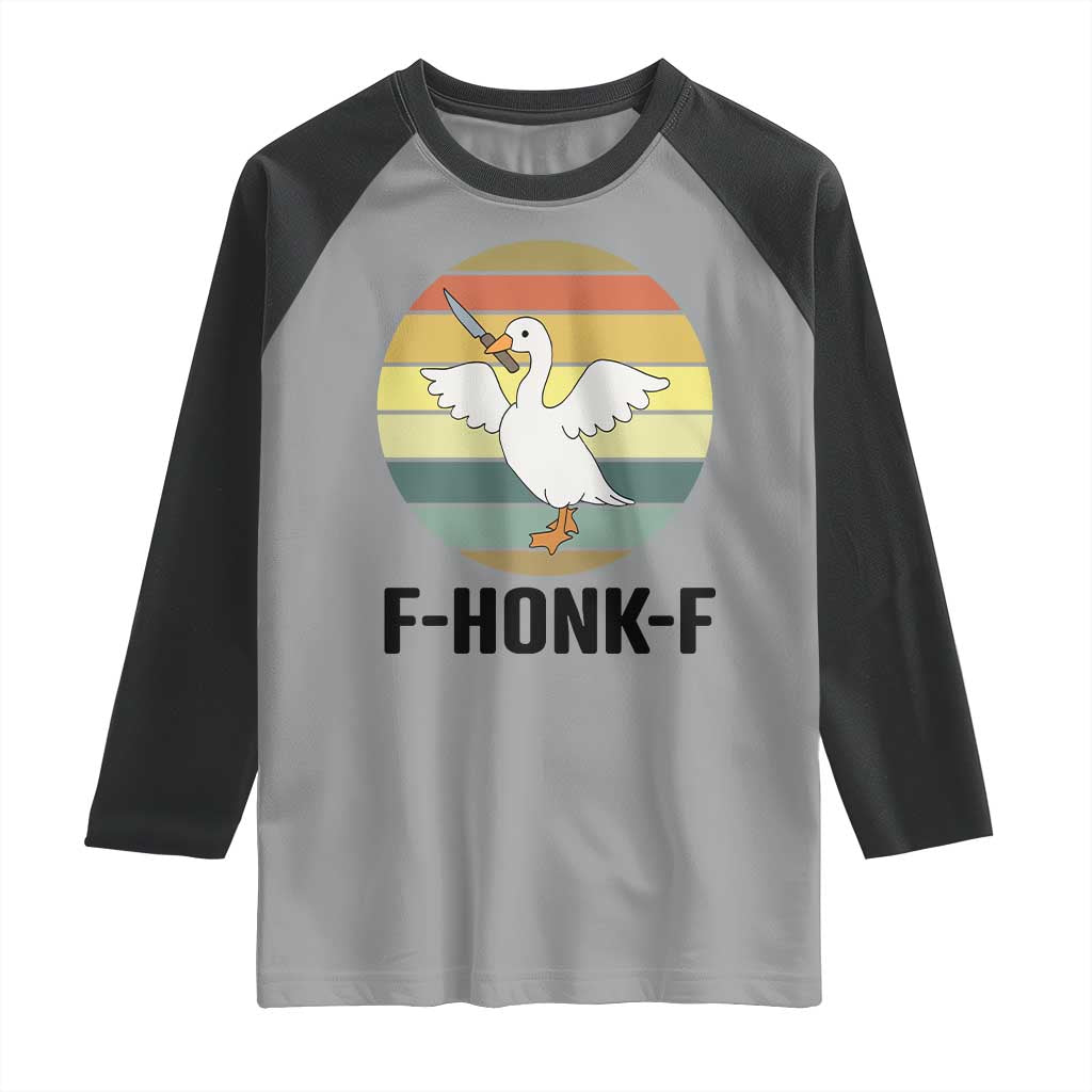 F Honk F Goose With Knife Raglan Shirt Funny Chaotic Meme Gift - Wonder Print Shop