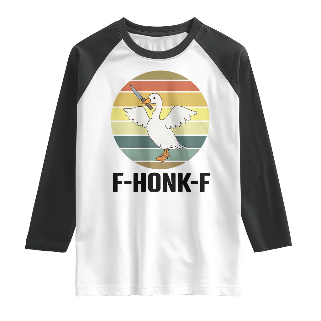 F Honk F Goose With Knife Raglan Shirt Funny Chaotic Meme Gift - Wonder Print Shop