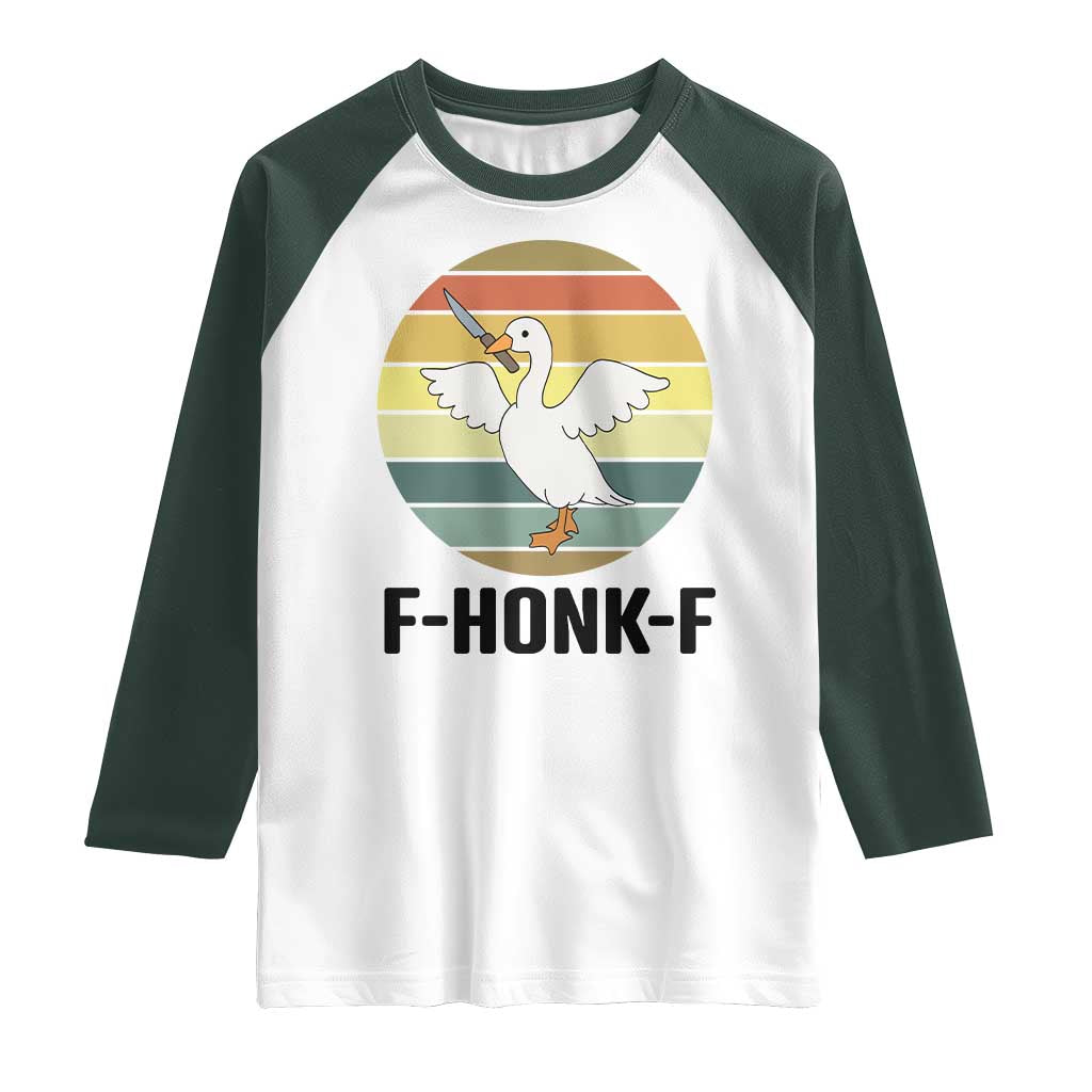 F Honk F Goose With Knife Raglan Shirt Funny Chaotic Meme Gift - Wonder Print Shop
