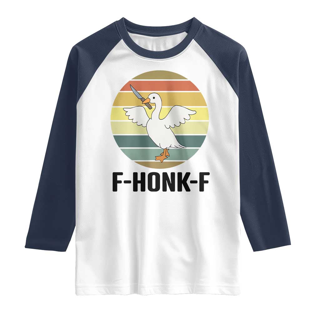 F Honk F Goose With Knife Raglan Shirt Funny Chaotic Meme Gift - Wonder Print Shop