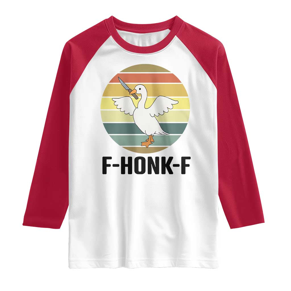 F Honk F Goose With Knife Raglan Shirt Funny Chaotic Meme Gift - Wonder Print Shop