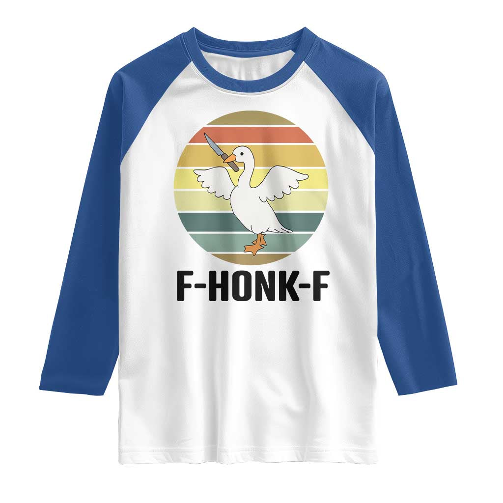 F Honk F Goose With Knife Raglan Shirt Funny Chaotic Meme Gift - Wonder Print Shop