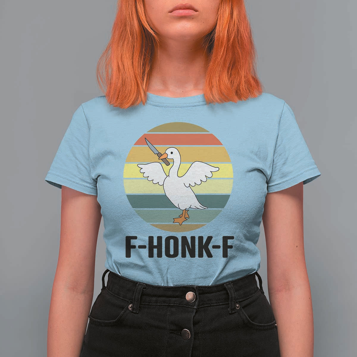 F Honk F Goose With Knife T Shirt For Women Funny Chaotic Meme Gift - Wonder Print Shop