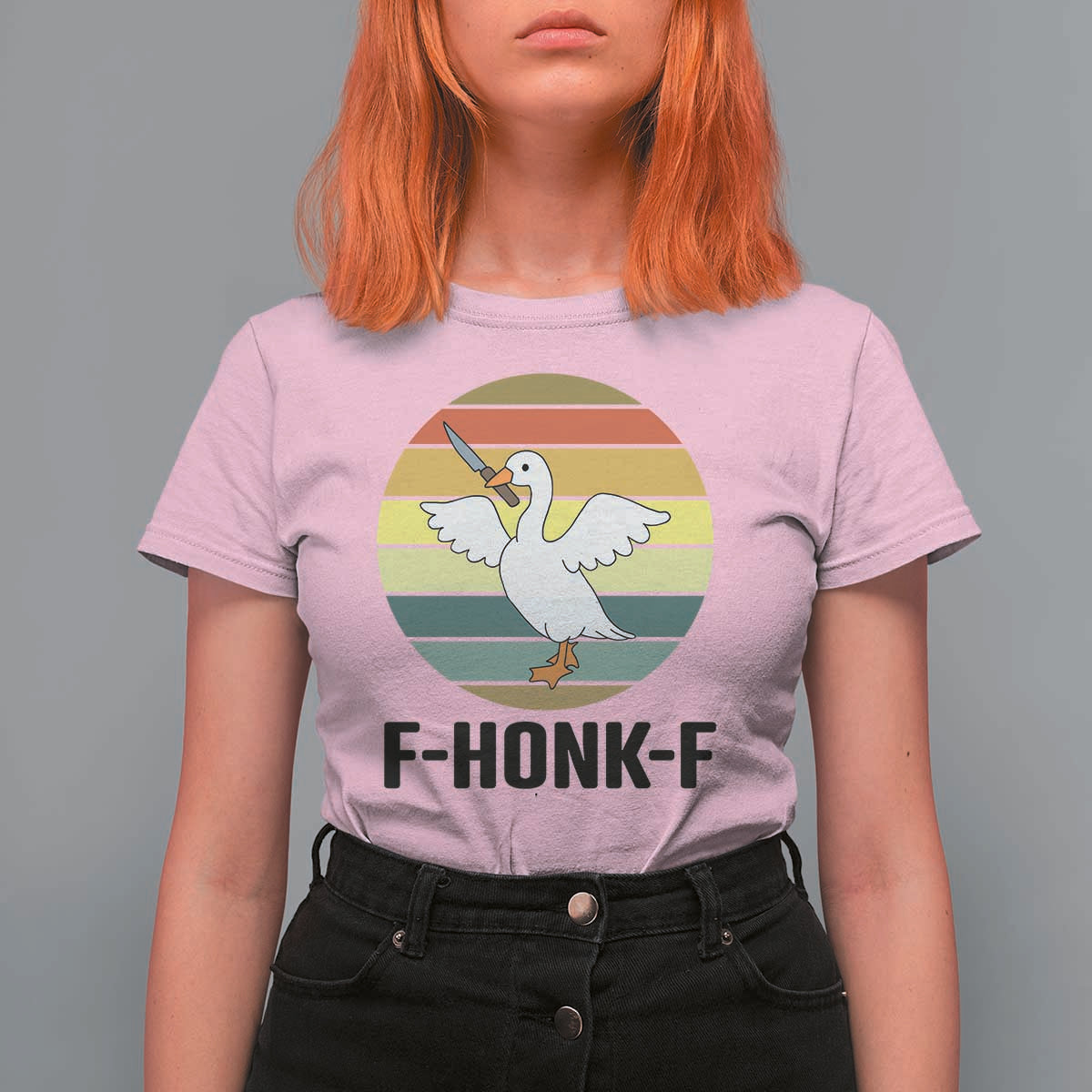 F Honk F Goose With Knife T Shirt For Women Funny Chaotic Meme Gift - Wonder Print Shop