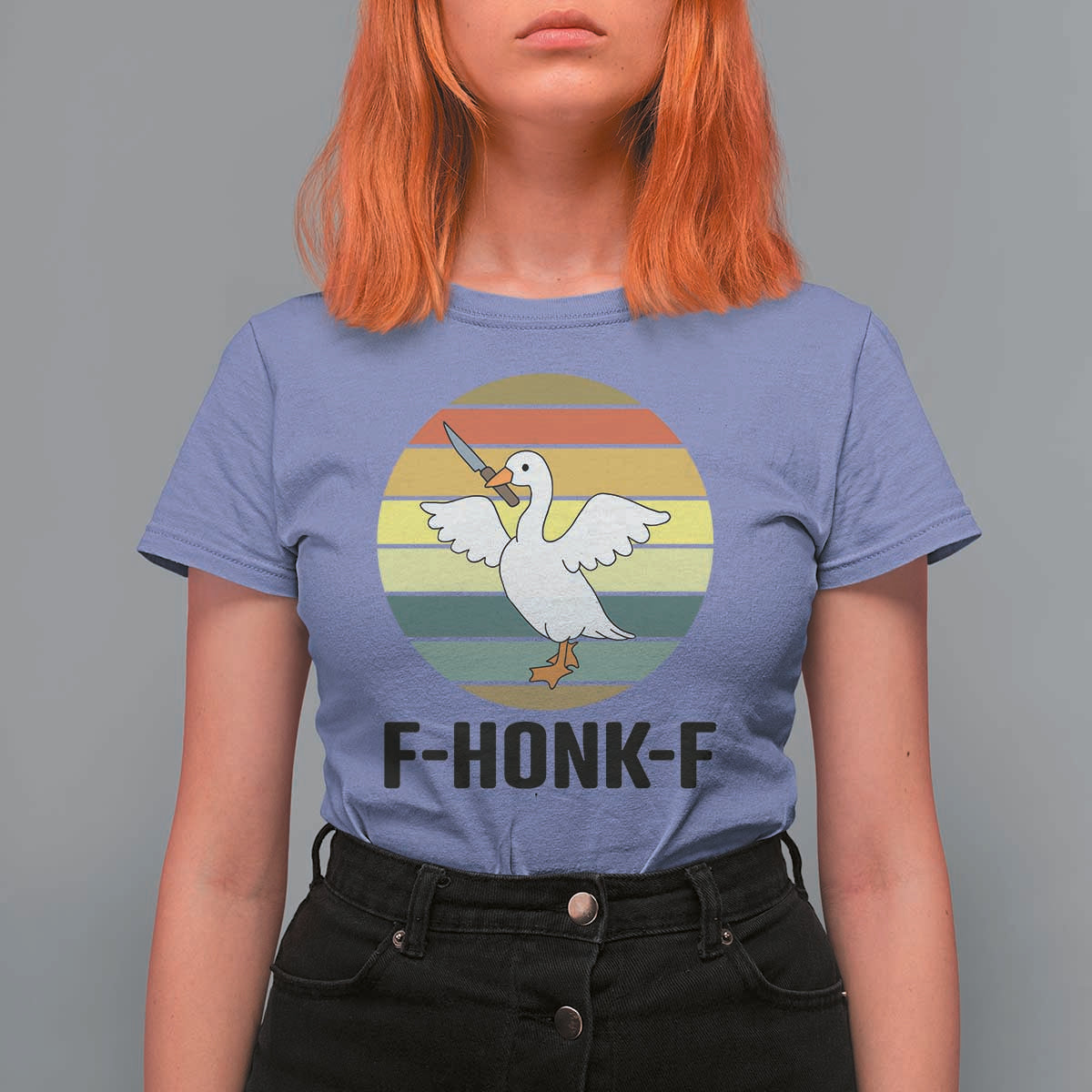 F Honk F Goose With Knife T Shirt For Women Funny Chaotic Meme Gift - Wonder Print Shop
