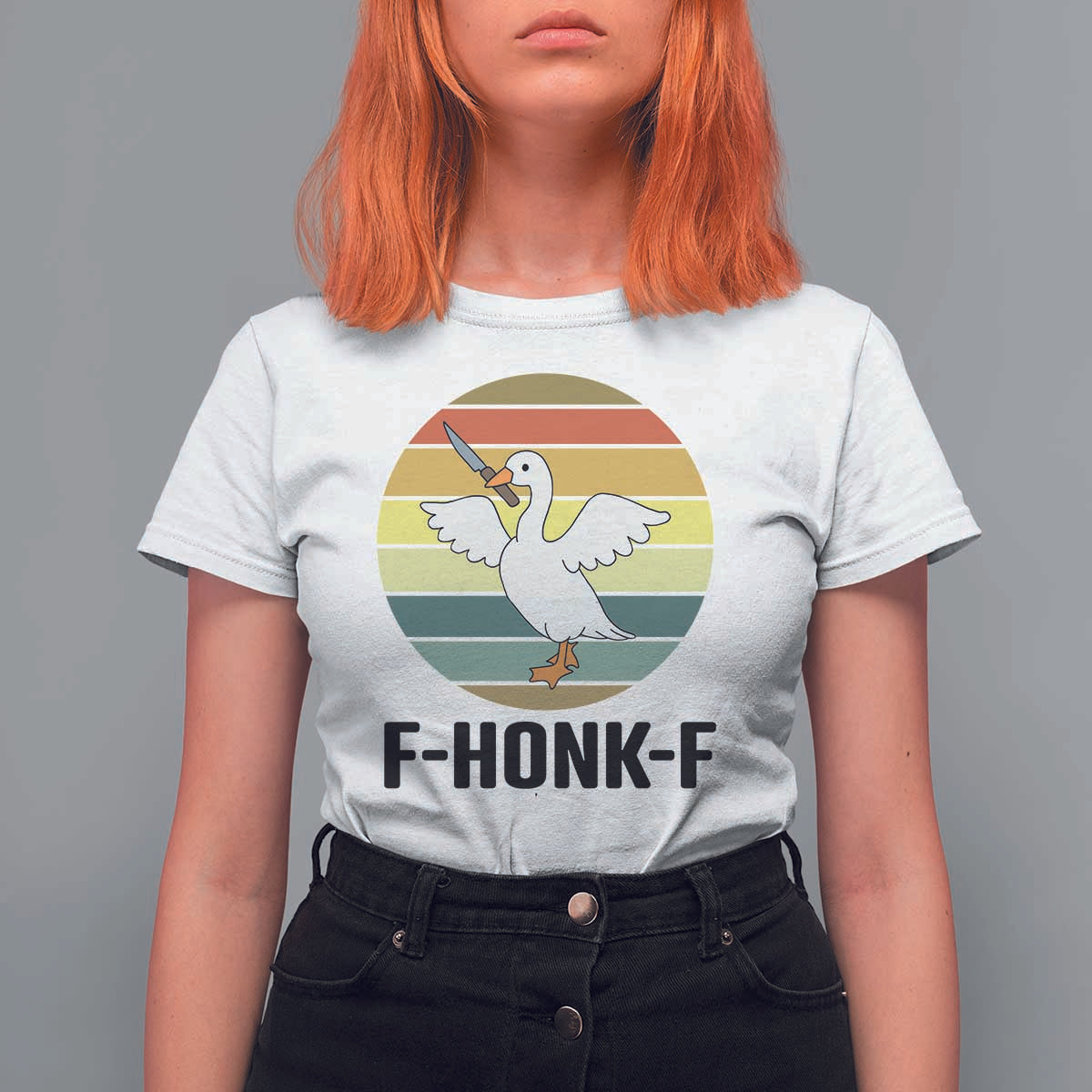 F Honk F Goose With Knife T Shirt For Women Funny Chaotic Meme Gift - Wonder Print Shop