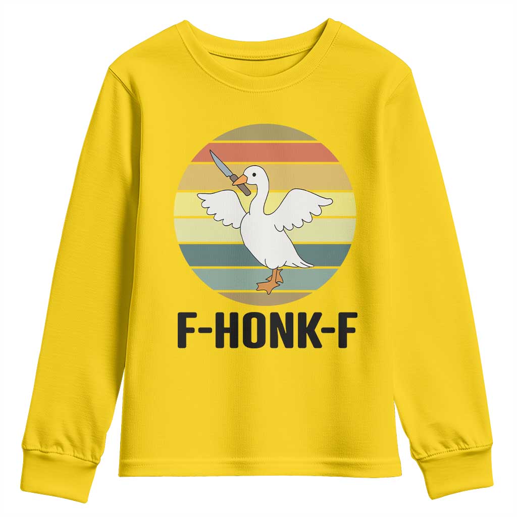 F Honk F Goose With Knife Youth Sweatshirt Funny Chaotic Meme Gift - Wonder Print Shop