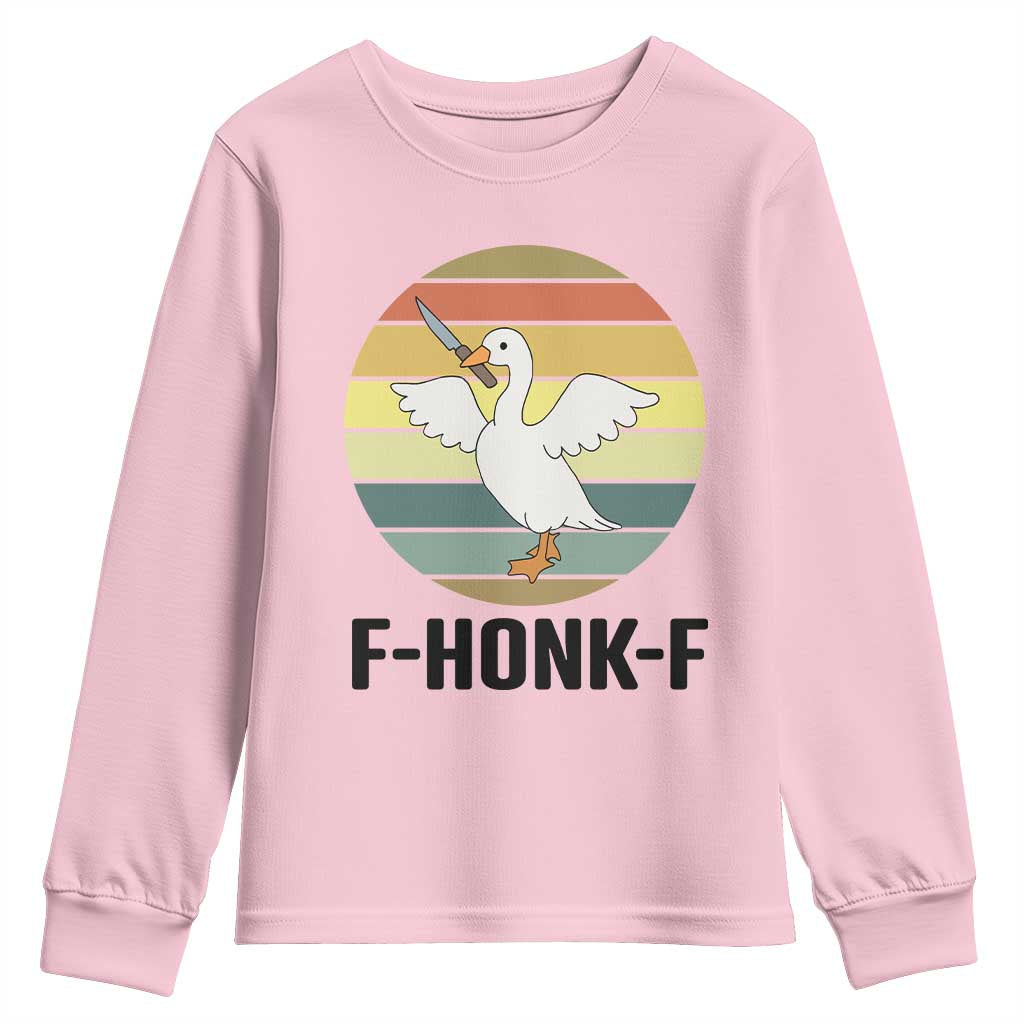 F Honk F Goose With Knife Youth Sweatshirt Funny Chaotic Meme Gift - Wonder Print Shop