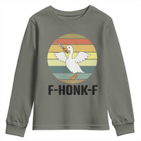 F Honk F Goose With Knife Youth Sweatshirt Funny Chaotic Meme Gift - Wonder Print Shop