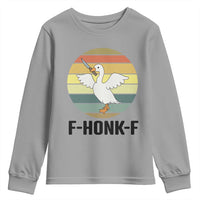 F Honk F Goose With Knife Youth Sweatshirt Funny Chaotic Meme Gift - Wonder Print Shop