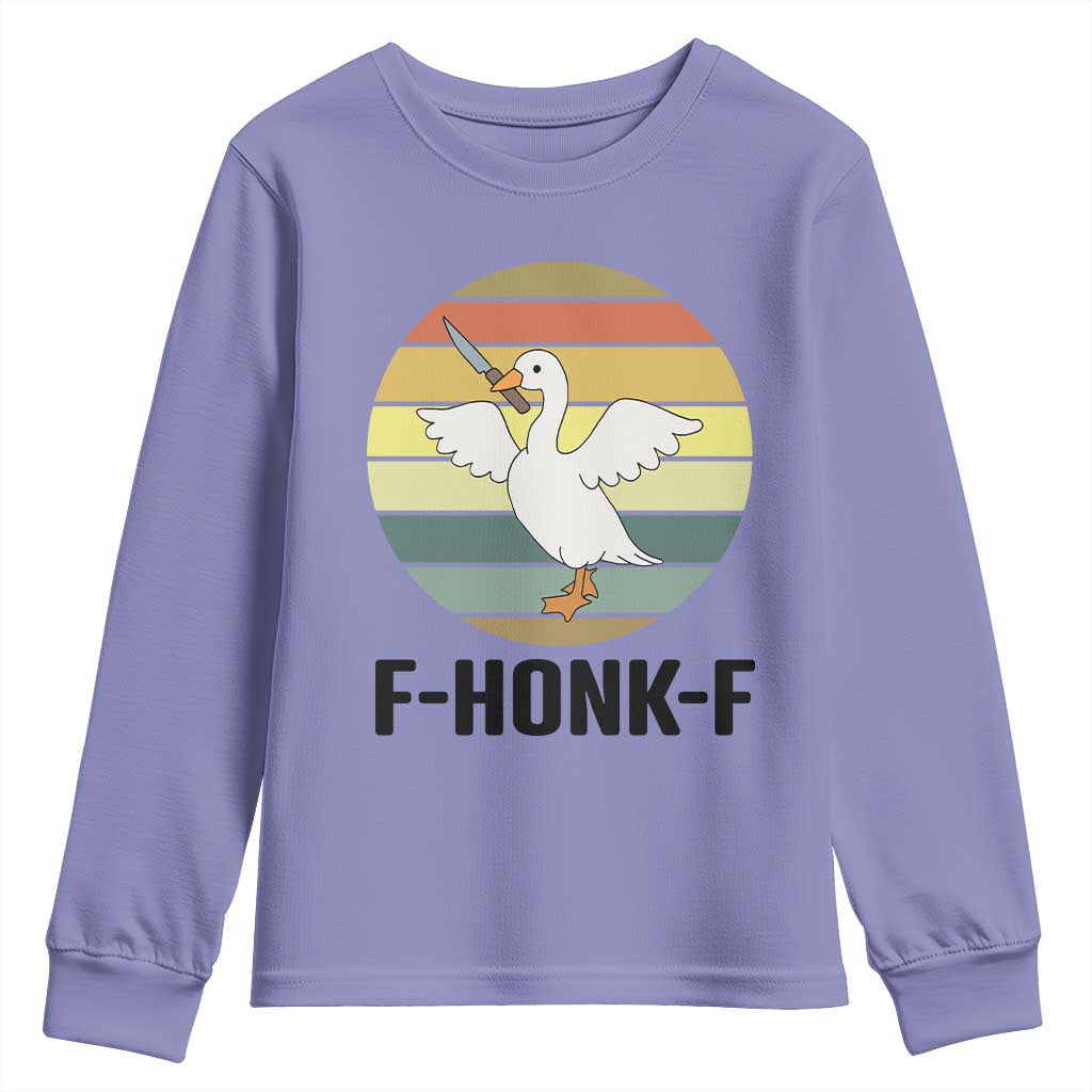F Honk F Goose With Knife Youth Sweatshirt Funny Chaotic Meme Gift - Wonder Print Shop