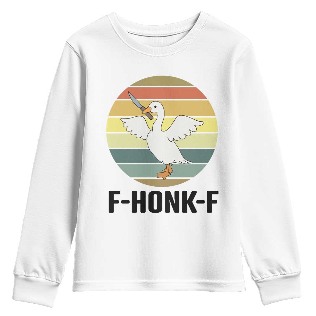 F Honk F Goose With Knife Youth Sweatshirt Funny Chaotic Meme Gift - Wonder Print Shop