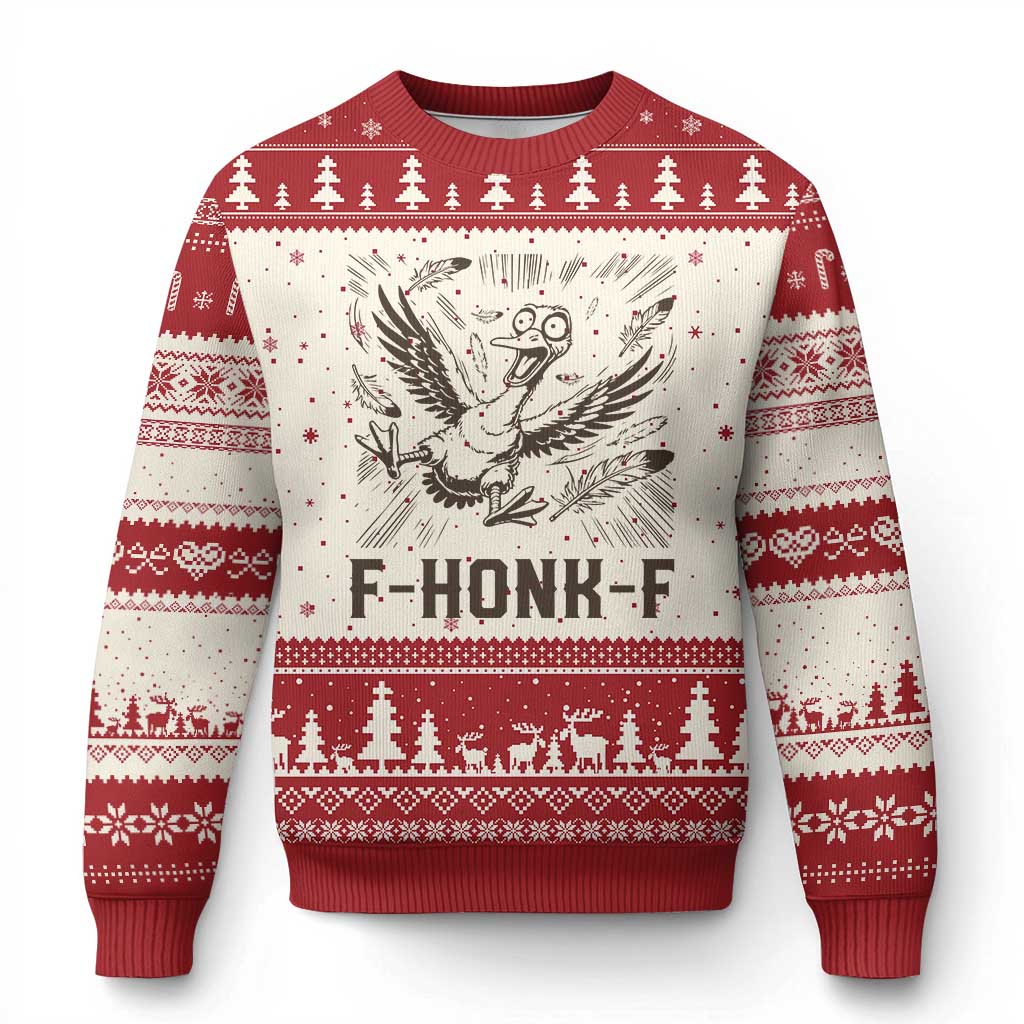 F Honk F Goose Lover Ugly Christmas Sweater Funny Silly Chaotic Gift - Wonder Print Shop