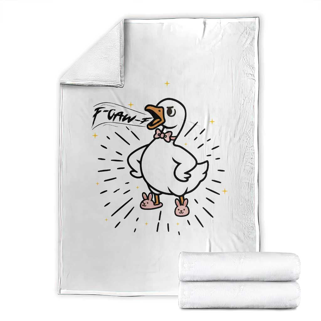 F Caw F Grumpy Goose Throw Blanket Funny Attitude Meme Gift - Wonder Print Shop