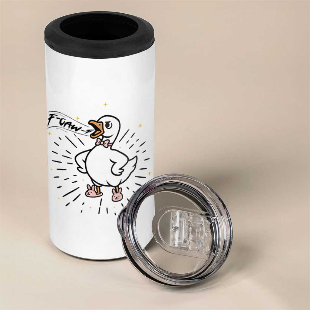 F Caw F Grumpy Goose 4 in 1 Can Cooler Tumbler Funny Attitude Meme Gift - Wonder Print Shop