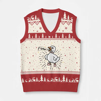 F Caw F Grumpy Goose V-Neck Knit Sweater Vest Funny Attitude Meme Gift - Wonder Print Shop
