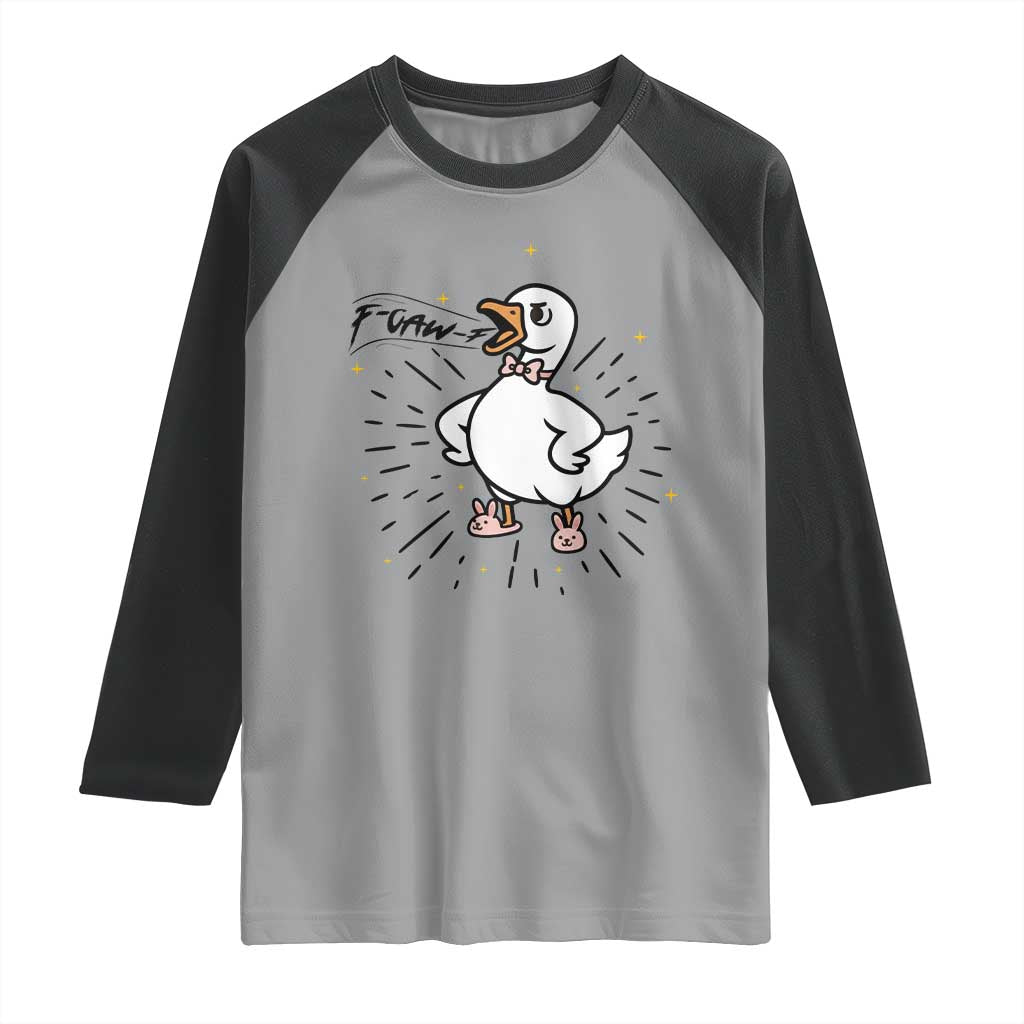F Caw F Grumpy Goose Raglan Shirt Funny Attitude Meme Gift - Wonder Print Shop