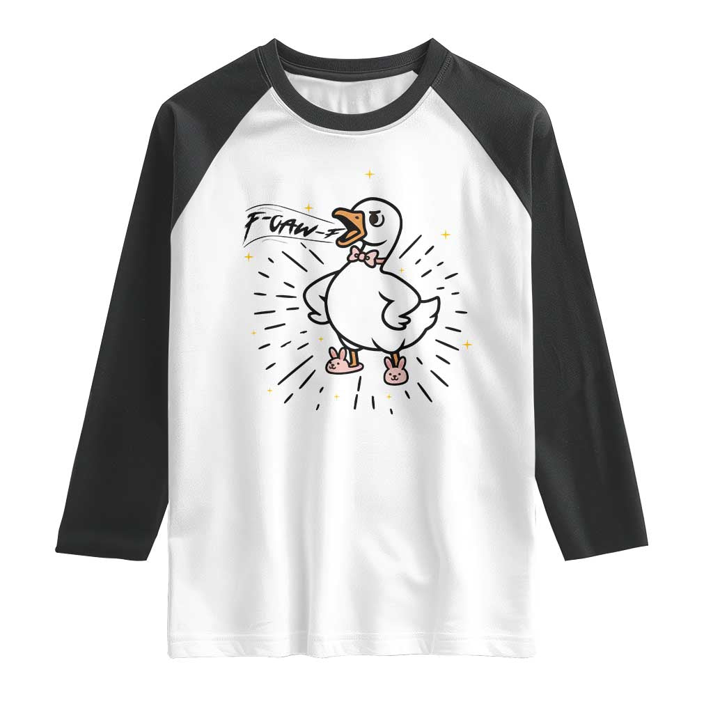 F Caw F Grumpy Goose Raglan Shirt Funny Attitude Meme Gift - Wonder Print Shop