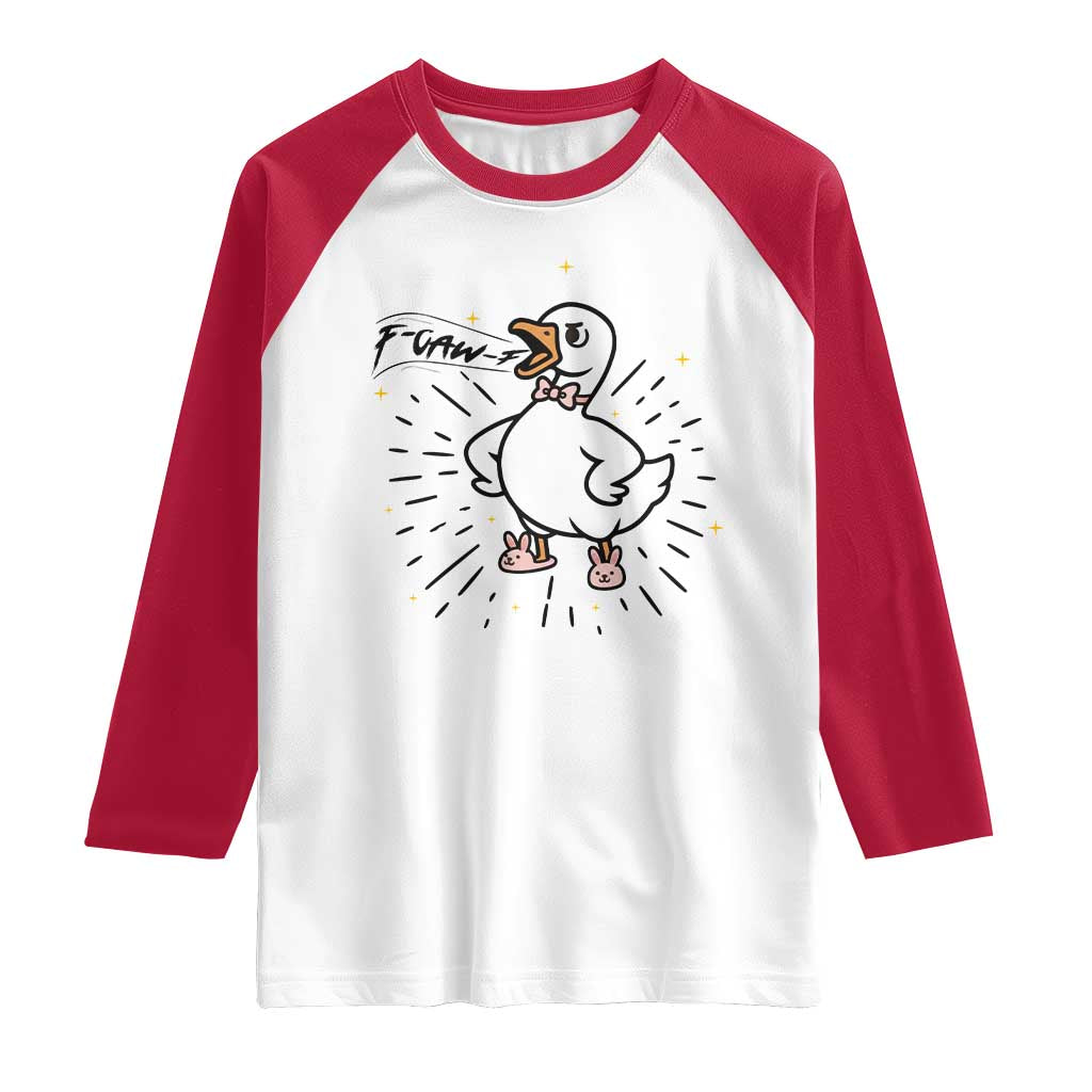 F Caw F Grumpy Goose Raglan Shirt Funny Attitude Meme Gift - Wonder Print Shop