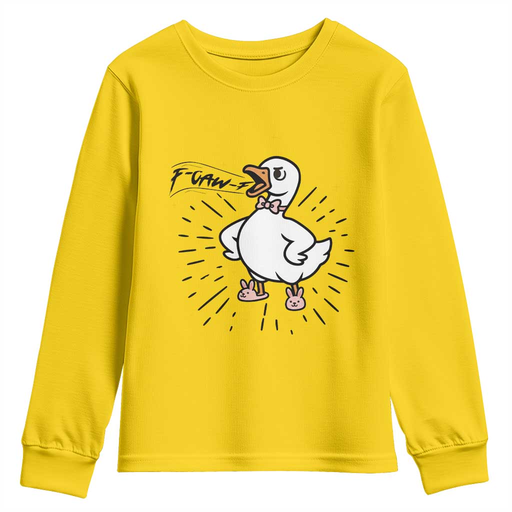 F Caw F Grumpy Goose Youth Sweatshirt Funny Attitude Meme Gift - Wonder Print Shop
