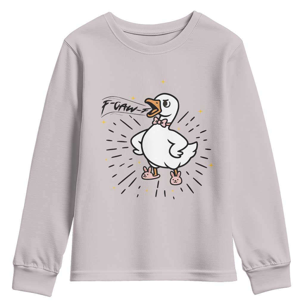 F Caw F Grumpy Goose Youth Sweatshirt Funny Attitude Meme Gift - Wonder Print Shop