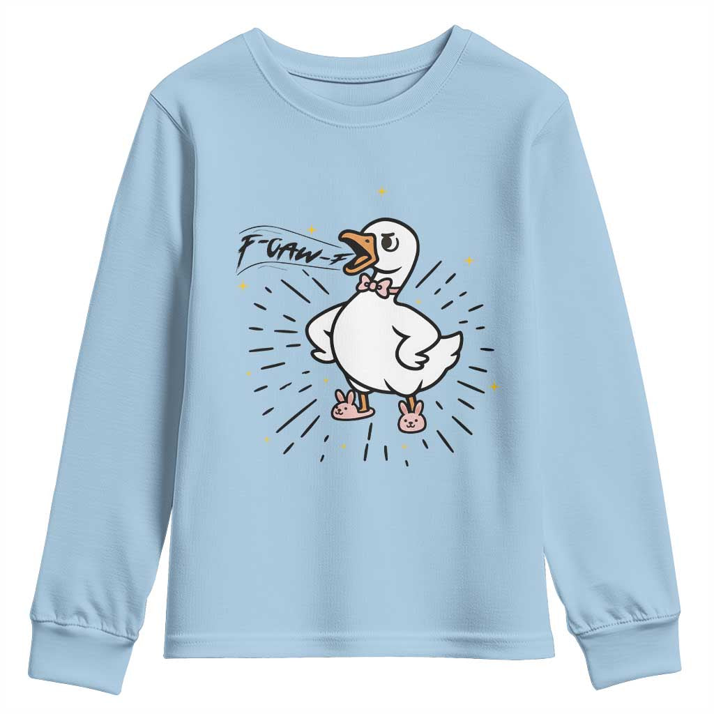 F Caw F Grumpy Goose Youth Sweatshirt Funny Attitude Meme Gift - Wonder Print Shop