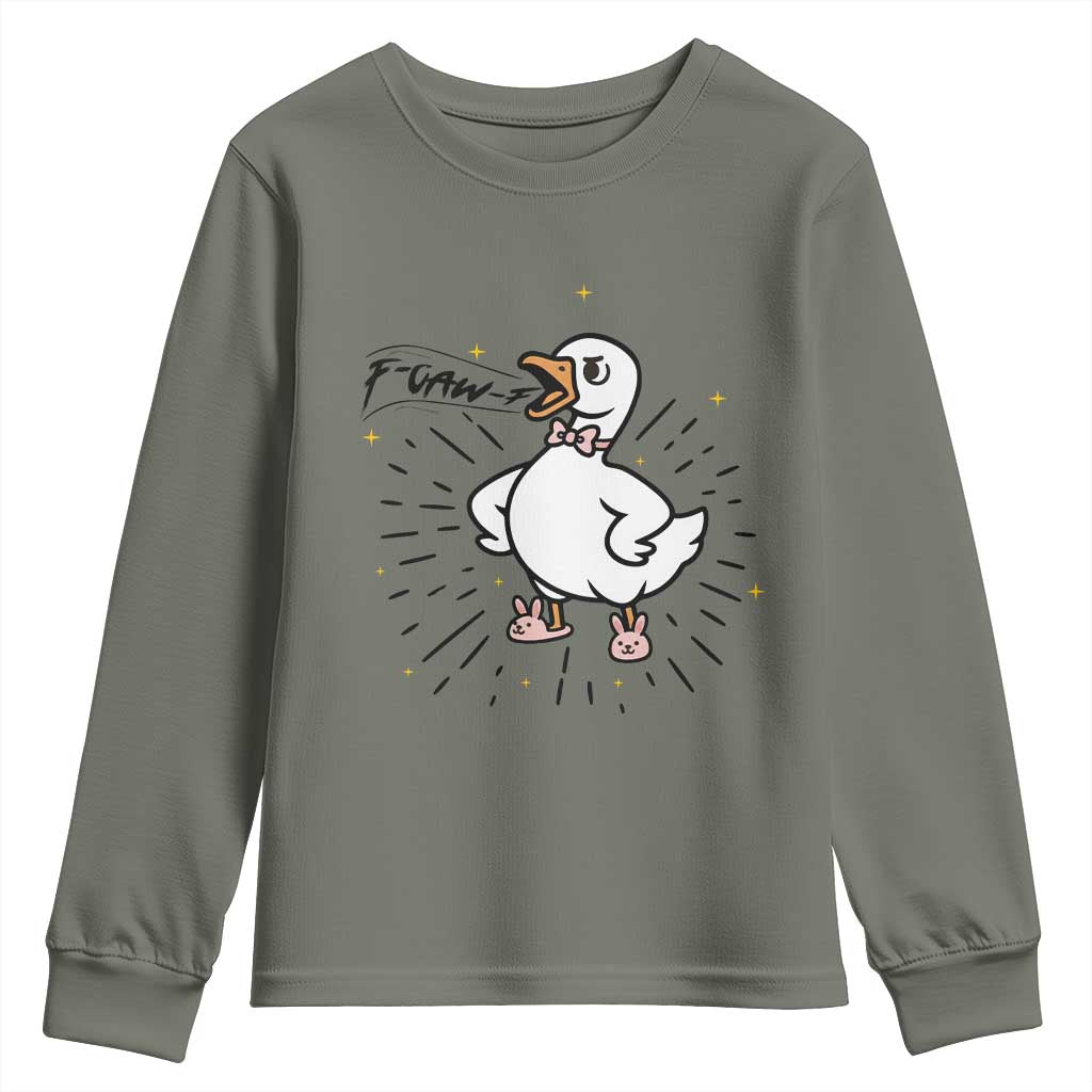 F Caw F Grumpy Goose Youth Sweatshirt Funny Attitude Meme Gift - Wonder Print Shop