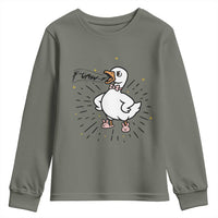 F Caw F Grumpy Goose Youth Sweatshirt Funny Attitude Meme Gift - Wonder Print Shop