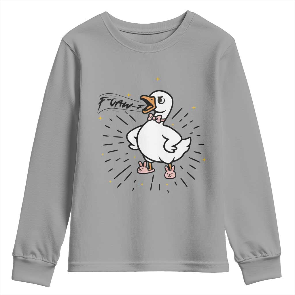 F Caw F Grumpy Goose Youth Sweatshirt Funny Attitude Meme Gift - Wonder Print Shop