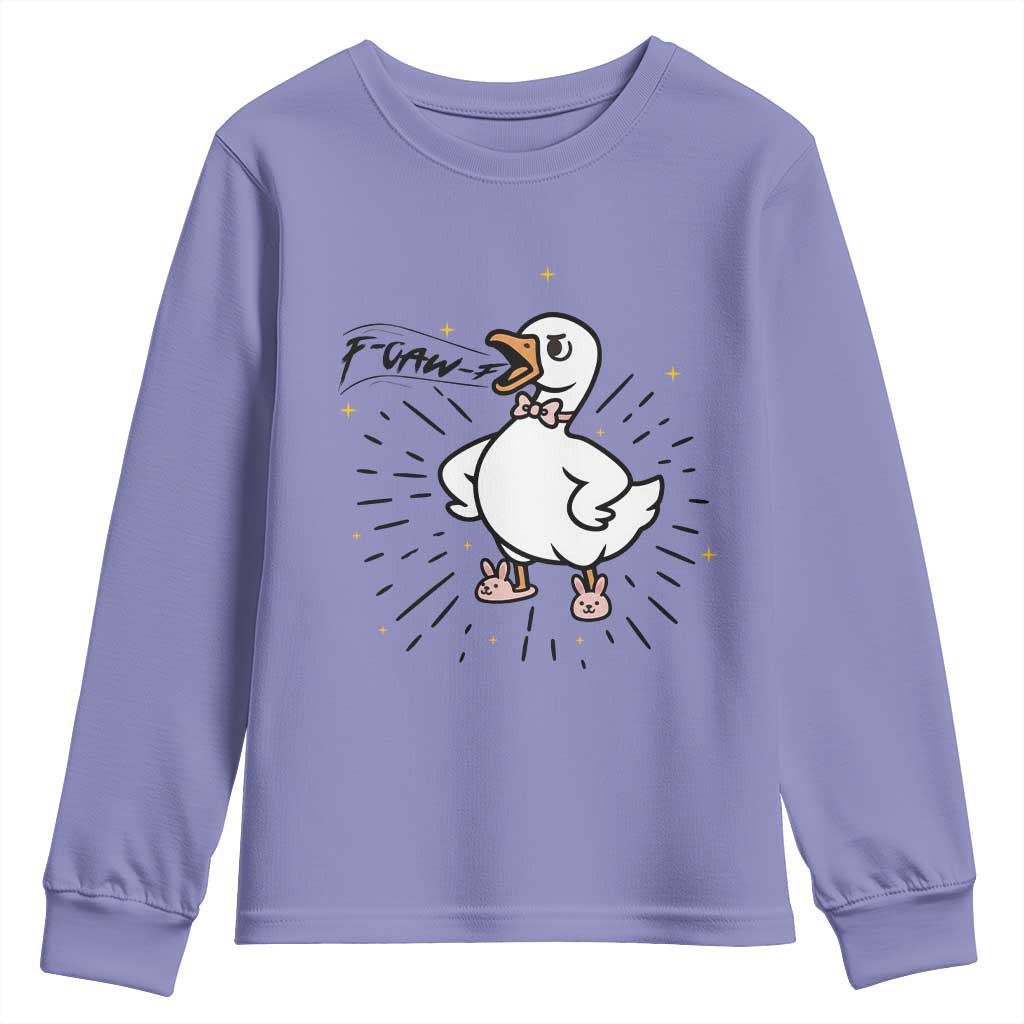 F Caw F Grumpy Goose Youth Sweatshirt Funny Attitude Meme Gift - Wonder Print Shop