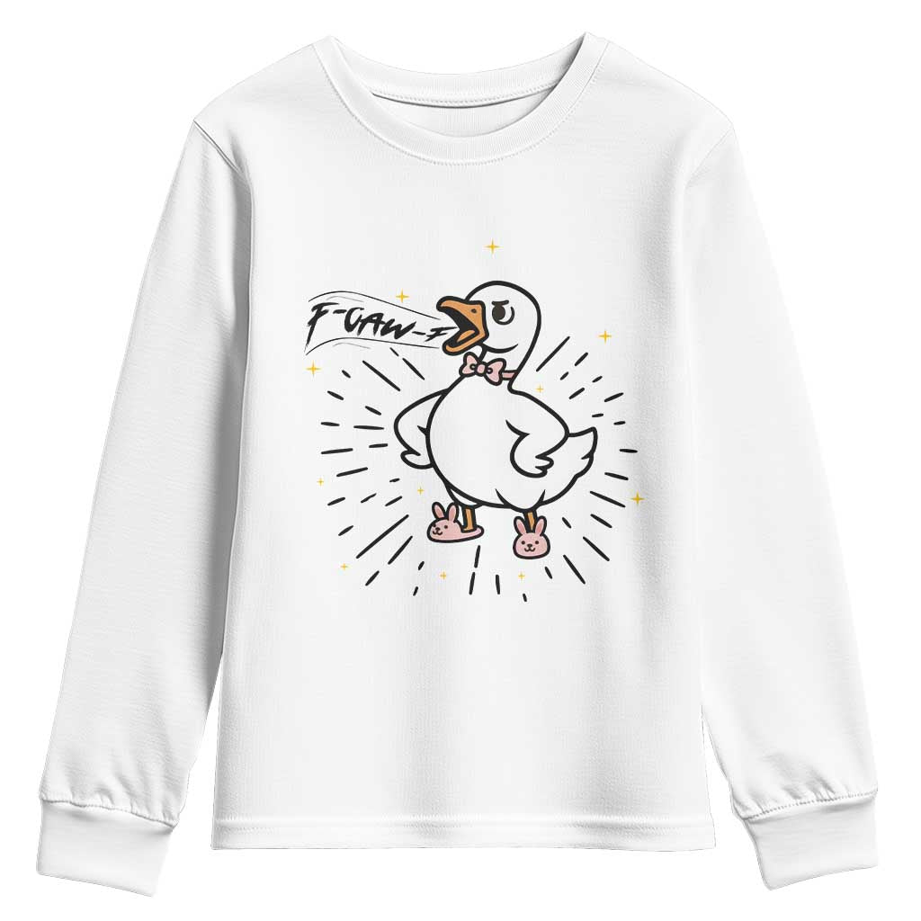 F Caw F Grumpy Goose Youth Sweatshirt Funny Attitude Meme Gift - Wonder Print Shop