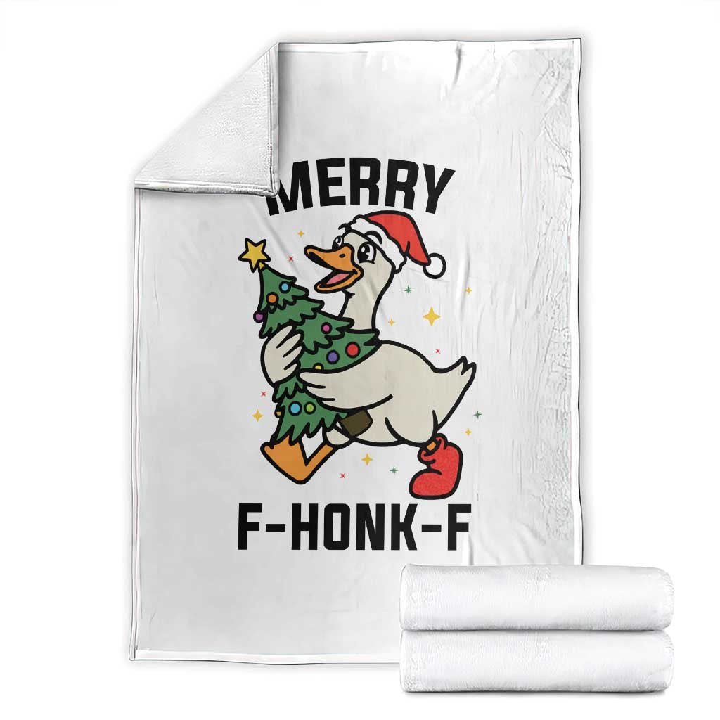 Merry F Caw F Goose Throw Blanket Funny Christmas Gift - Wonder Print Shop