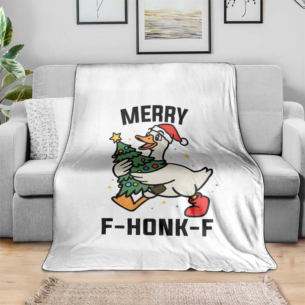 Merry F Caw F Goose Throw Blanket Funny Christmas Gift - Wonder Print Shop