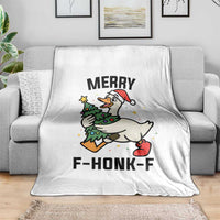 Merry F Caw F Goose Throw Blanket Funny Christmas Gift - Wonder Print Shop