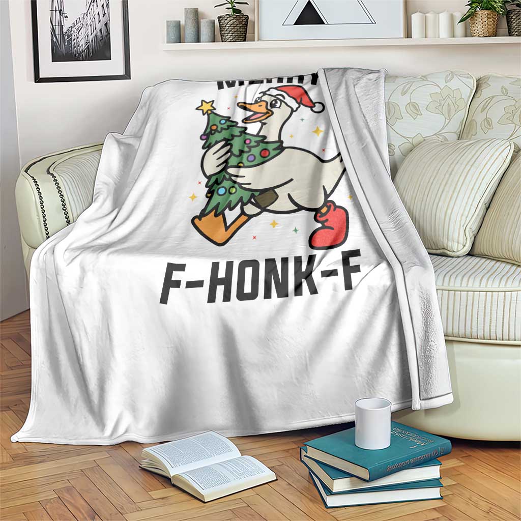 Merry F Caw F Goose Throw Blanket Funny Christmas Gift - Wonder Print Shop