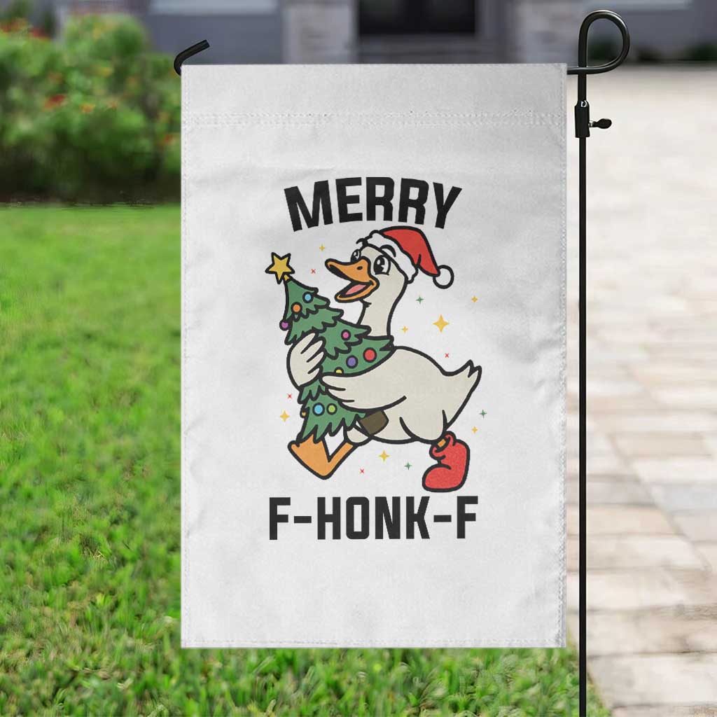 Merry F Caw F Goose Garden Flag Funny Christmas Gift - Wonder Print Shop