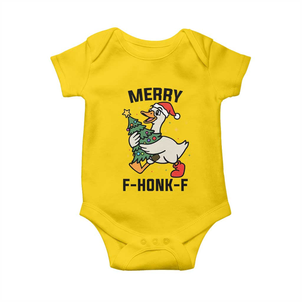 Merry F Caw F Goose Baby Onesie Funny Christmas Gift - Wonder Print Shop